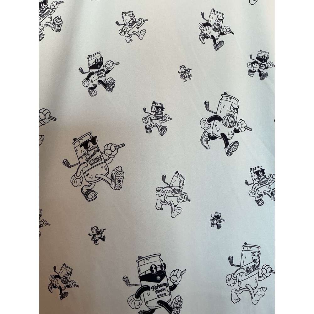 Swannies Golf Performance Short Sleeve Golf Polo L Blue Beer Can Lager‎ Print